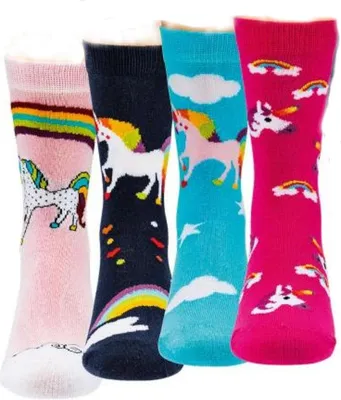 Produktbild von TippTexx 24 6 Paar ABS Kinder Stoppersocken, Strümpfe mit Noppensohle, Einhorn, Größe 27-30