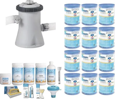 Zdjęcie produktu dla WAYS - Zestaw do pielęgnacji basenu Small Deluxe & pompa filtrująca 1250 l/u & 12 filtrów typu H