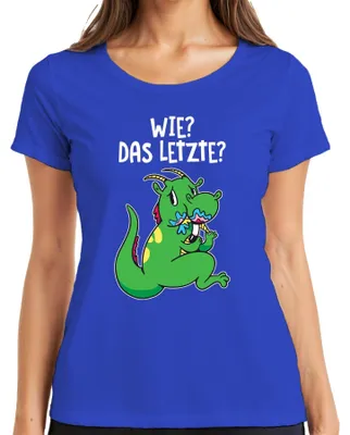 Produktbild von Wie Das Letzte lustiger Cartoon Drache Eis schlemmen Geschenk Damen T-Shirt, Blau, 3XL
