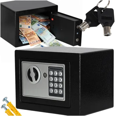 Produktbild von Heimtresor mit elektronischem Tastenfeld und Schlüsselschloss, Wandmontage