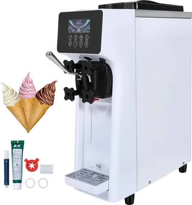Produktbild von VEVOR Kommerzielle Eiscreme-Maschine, 10 L/h Leistung, 900 W, Softeismaschine für eine Geschmacksrichtung, auf der Arbeitsplatte, mit 4 L Trichter, 1,6 L Zylinder, LCD-Bildschirm, Vorkühlung