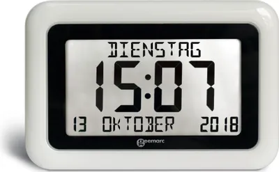 Produktbild von Geemarc VISO10 Funkuhr mit Kalender - Hilfreich fr Demenz- und Alzheimer-Kranken - WEISS