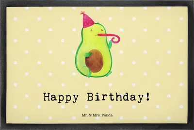 Produktbild von Mr. & Mrs. Panda Schmutzfangmatte Avocado Geburtstag 50 x 75 cm - Gelb Pastell - Geschenk, Alles Gute, fußmatte, Fußabtreter, Party, Eingangsteppich, Happy Birthday