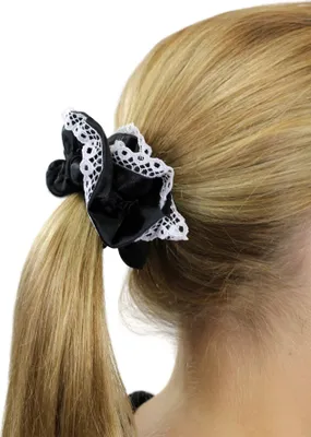Produktbild von WIG ME UP Scrunchy/Haarband Schwarz & weiße Spitze Z020