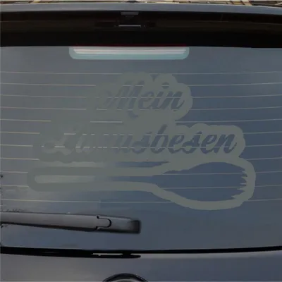 Produktbild von Heckscheibenaufkleber Mein Luxusbesen Hexe Witch 55x33 cm Grau Auto Aufkleber Sticker
