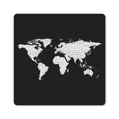 Produktbild von MuchoWow® Mauspad Mousepad Weltkarte - Zickzack - Grau 20x20 cm - Mousepads - Maus Mat - Pad - Mausunterlage - Desk Mat - Bureauartikeln