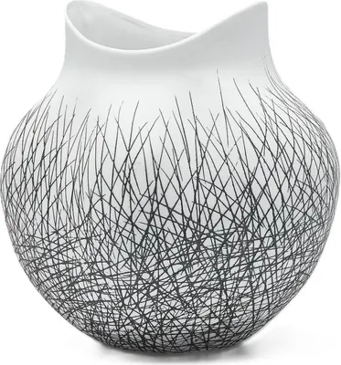 Productafbeelding van EGD Bloemenvaas, porselein, wit-zwart, diameter 35 cm, hoogte 35 cm