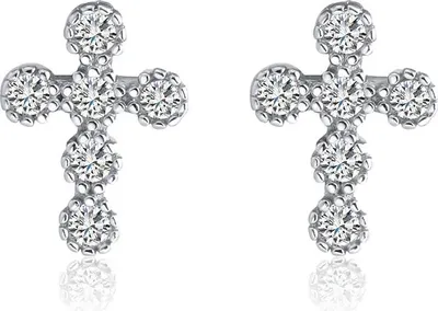 Produktbild von Blessina – Zarte Kreuz-Ohrringe aus 925er Silber mit Zirkonia – Silber