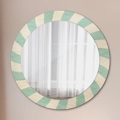 Produktbild von Wohnzimmer Spiegel - Mirror zum Wandspiegel Schlafzimmer – Schminkspiegel - Retro Pastell Muster - Rund: Ø70cm