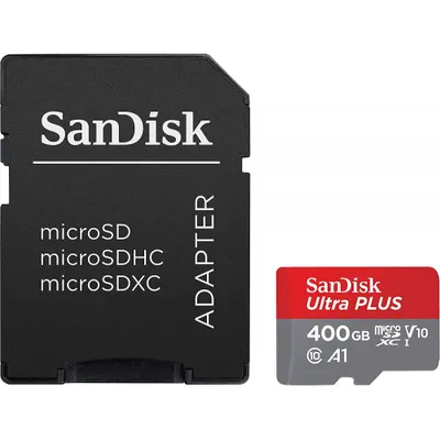 Zdjęcie produktu dla SanDisk Ultra, 400 GB, MicroSDXC, Klasa 10, UHS-I, 100 MB/s, Class 1 (U1)