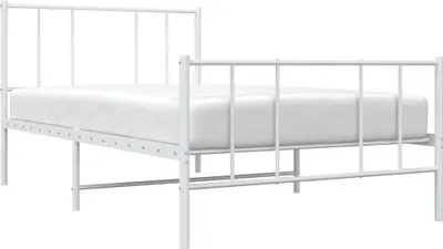 Produktbild von vidaXL Bettgestell mit Kopf- und Fußteil Metall Weiß 90x200 cm