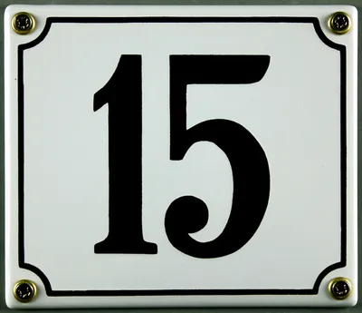 Produktbild von Hausnummernschild 15 weiß 12x14 cm Schild Emaille Hausnummer Haus Nummer Zahl Ziffe
