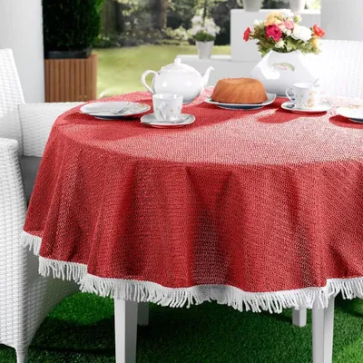 Produktbild von EMHELLE Gartentischdecke Garten Balkon Terrasse 160 cm Rund, Rot