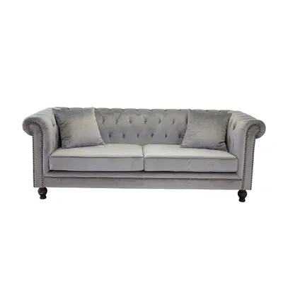 Image de Velvet canapé 3 places en velours gris clair.