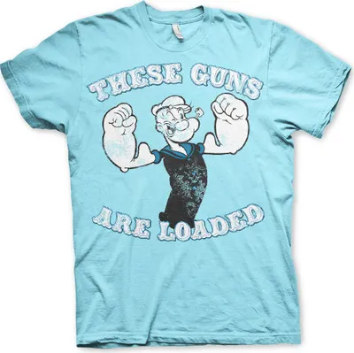 Produktbild von Popeye - These Guns Are Loaded T-Shirt - Large - Skyblue
