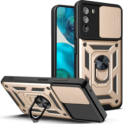 Produktbild von Moto G52 Hülle mit Ring Ständer Halter Dia Kameraschutz TPU PC Schutzhülle für Motorola Moto G52 Gold