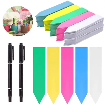 Imagen del producto de Solidchoice - Plaquitas de plástico para plantas - etiquetas para plantas de colores - resistentes a la intemperie - 10 x 2 cm - etiquetas de plástico para jardín - ideales para plantas de jardín - 50 unidades...