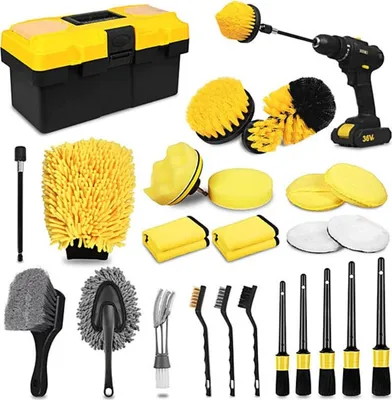 Produktbild von LUXTOM | Auto Reinigungsset, 27 Stück, Autopflege Set, Auto Detailing Pinsel, für Auto Reinigung, Auto Außenreinigungsset, Auto Polierset