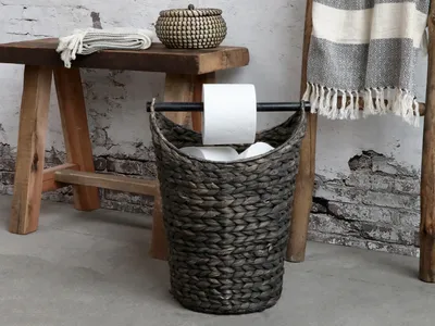 Produktbild von Chic Antique Toilettenpapierhalter Korb Schwarz/braun Klopapier Korbhalter WC Rollenhalter