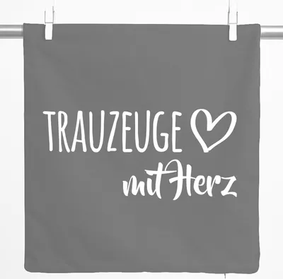 Produktbild von Huuraa Kissenbezug Trauzeuge mit Herz 40x40cm Steel Grey Baumwolle Dekokissenbezug Geschenkidee