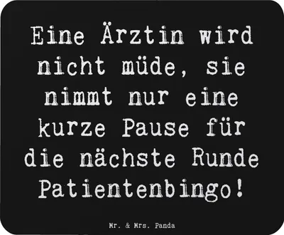 Produktbild von Mr. & Mrs. Panda Mauspad Spruch Ärztin Pause - Schwarz - Geschenk, Überraschung, Mouse Pad, Berufsprodukte, Beruf, Arztpraxis, Geschenke mit Herz, computer mousepad