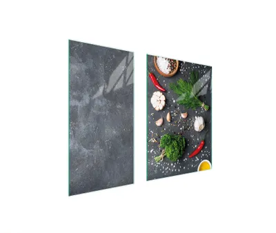 Produktbild von Herdabdeckplatten 2 teilig 75x52 Glaskeramikkochfeld Abdeckung Glas Schneidebrett Schiefer Küche