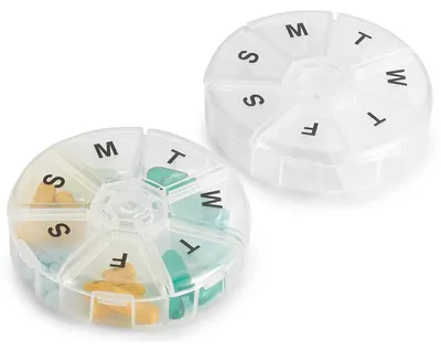 Image de Organisateur hebdomadaire de pilules pour médicaments, lot de 2