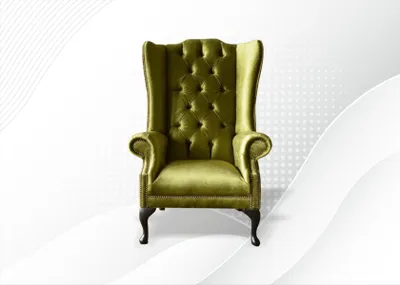 Immagine prodotto di Poltrona di design, poltrona imbottita, poltrona Chesterfield, poltrona relax, poltrona in tessuto, poltrona a orecchie