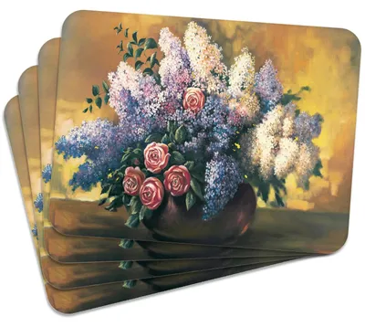Produktbild von MG Design Set aus 4 Kork-Platzsets - Lilacs - 30 x 40 cm - hitzebeständig & abwischbar, mit Korkrückseite