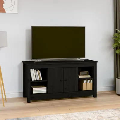 Produktbild von The Living Store TV-Schrank Schwarz 103x36,5x52 cm Massivholz Kiefer