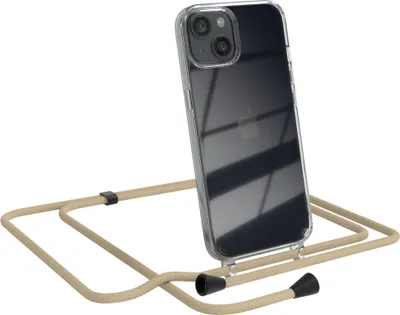 Produktbild von EAZY CASE Handykette kompatibel mit Apple iPhone 13, Handyhülle mit Umhängeband, Handykordel, Schutzhülle Clear, Band in Blau