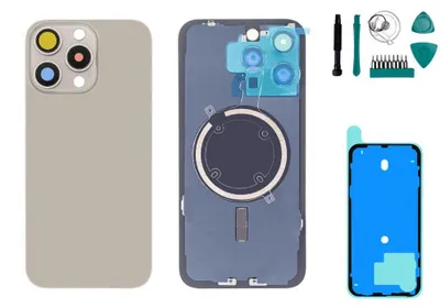 Produktbild von iPhone 15 Pro Max Backcover Titan Natur - Set