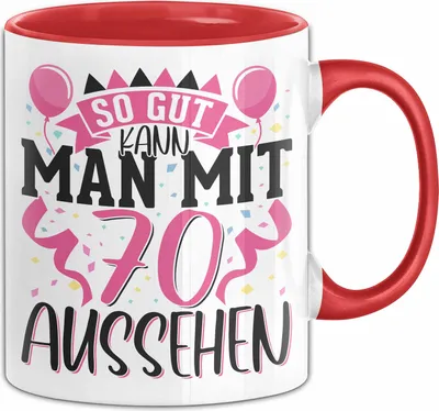Produktbild von 70. Geburtstag Tasse Geschenkso Gut Kann Man Mit 70 Aussehen Geschenkidee Opa Oma (Rot)