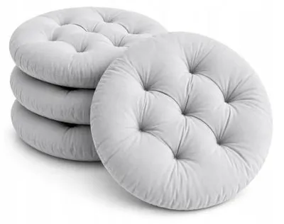 Zdjęcie produktu dla Poduszki na krzesło okrągłe 40 cm zestaw 4 sztuki szare