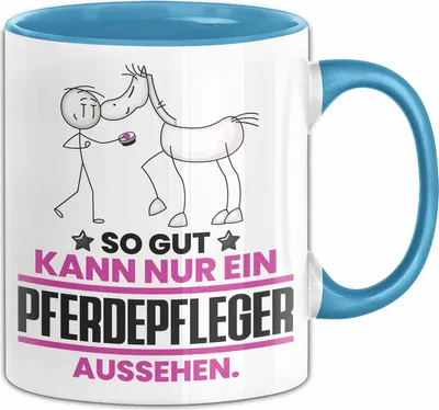 Produktbild von Pferdepfleger Geschenk Tasse So Gut Kann Nur Ein Pferdepfleger Aussehen Geschenkidee Kaffee-Becher (Blau)