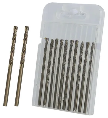 Imagen del producto de Juego de brocas de 10 piezas, acero rápido HSS M35 con cobalto, de 3 mm, para materiales duros