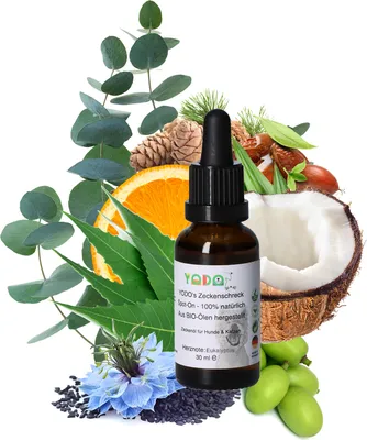 Produktbild von YODO's Zeckenschreck Zeckenöl für Hunde und Katzen, 7 -Öle, Eukalyptus, 30 ml (750 Tropfen)