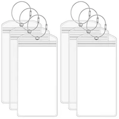 Obrázok produktu pre Vodovzdorné cestovné štítky – 6 ks – priehľadné PVC – štítky na batožinu – 19 x 6,4 cm