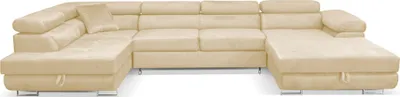 Produktbild von Sofiland Aller XXL U-Form Wohnlandschaft links mit Schlaffunktion und 2 Bettkästen, Creme