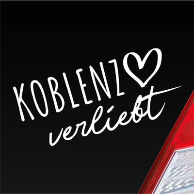 Produktbild von Auto Aufkleber Koblenz verliebt Herz Stadt Heimat Liebe Car 19x8 cm Weiss Matt Sticker Heckscheibenaufkleber