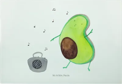 Produktbild von Mr. & Mrs. Panda Servierplatte Avocado Tanzen - Weiß - Geschenk, Schneidebrett, Frühstücksbrett, Schneideunterlage, Musik, Fröhlich, Singen, Hackbrett, Party