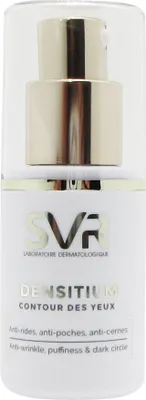 A close-up product shot of an eye cream bottle.