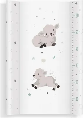 Produktbild von Wickelauflage 70x47 cm, Weiß mit Schäfchen – abwaschbar & weich, profilierte Ränder für mehr Sicherheit – Wickeltischauflage für Wickelkommode – Baby Wickelunterlage mit Komfortfüllung
