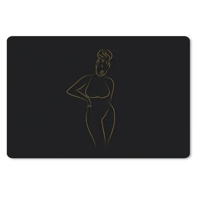 Produktbild von MuchoWow® Schreibtischunterlage Frau - Schwarz - Gold - Strichzeichnung 60x40 cm - XXL Mauspad - Großes Mauspad