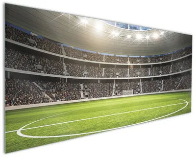 Produktbild von Wallario Küchenrückwand aus Glas, Größe: 125 x 50 cm, Motiv: Fußballstadion Mittellinie | Spritzschutz | abwischbar | pflegeleicht | in