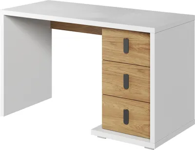 Produktbild von MINIO go for it, Schreibtisch, "SIMI 3", 125cm, Schubladen, Weiß/hikora Natural Farbe
