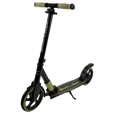 Produktbild von Bandits & Angels Kinderroller Black Racer 205 Retro Green ab 5 Jahren für Jungen und Mädchen – Kinderroller – Klappbar – Verstellbarer Lenker – Roller mit Fußbremse