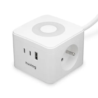 Obrázek produktu pro Nabíjecí stanice Huslog 12W 2xzásuvka, 2xUSB-C, 1xUSB bílá