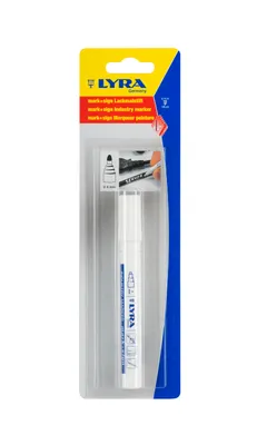 Produktbild von Lyra Lackstift, Farbe weiß, 1 Stück, wasserfest, für Holz, Metall, Kunststoff