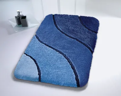Produktbild von Kleine Wolke Badteppich Wave marineblau, 60 x 90 cm